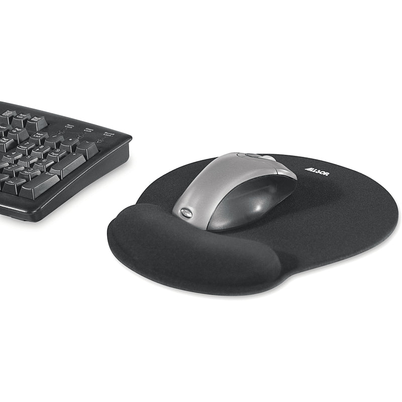 Studio image ComfortFoam Mousepad Black 30203 shown with mouse and keyboard