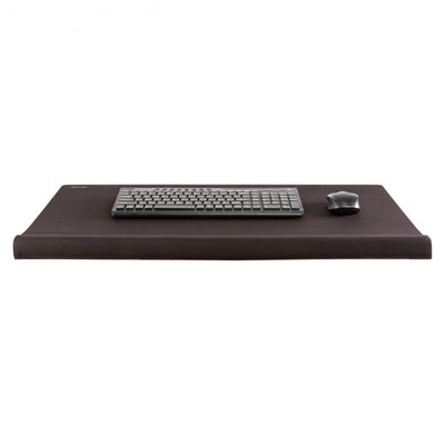 Studio image ErgoEdge Wrist Rest Mousepad Black front view with mouse and keyboard on pad