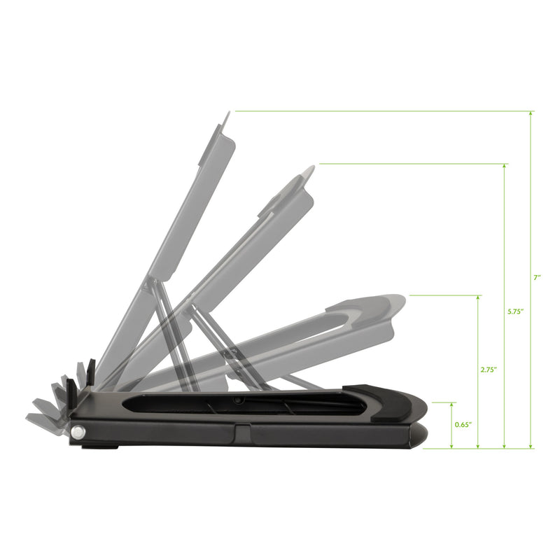 Allsop TriTilt laptop tablet stand showing different angles of adjustment