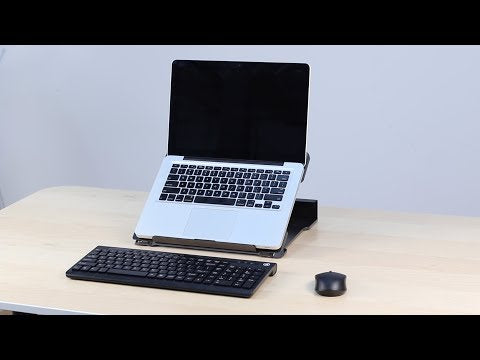 Video Metal Art Adjustable Laptop Stand Pearl Black - preview photo shows laptop keyboard and mouse