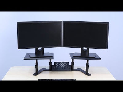 Video ErgoTwin Dual Monitor Stand - preview shows two monitors on platforms