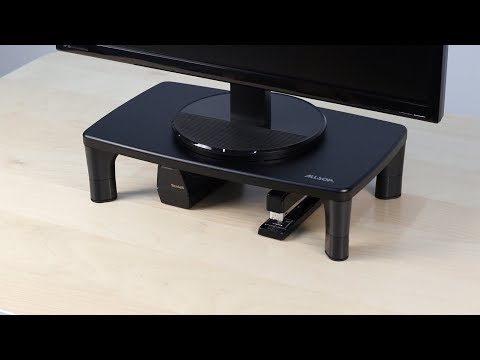 Video Hi Lo Monitor Stand - preview image shows stand with monitor and desk accessories
